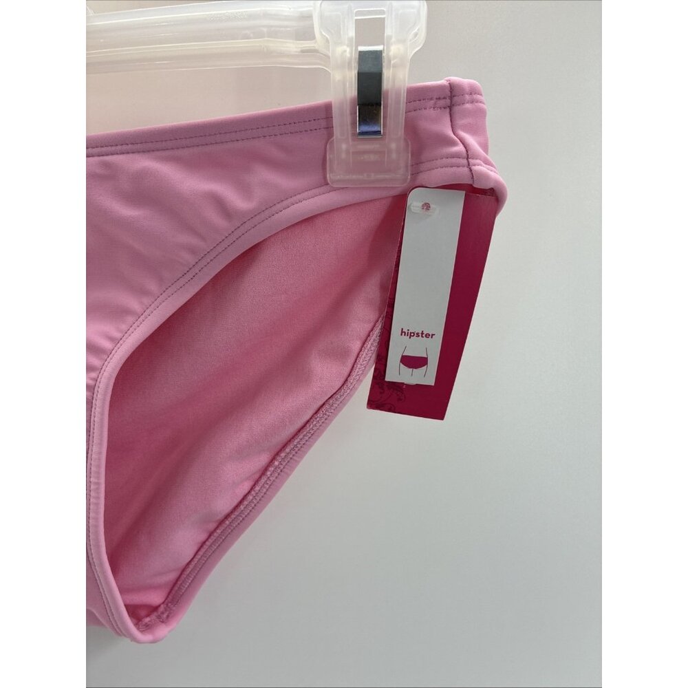 Xhilaration Bikini Bottom Womens S Pink Hipster Swimwear Solid Low Rise New - Picture 2 of 7